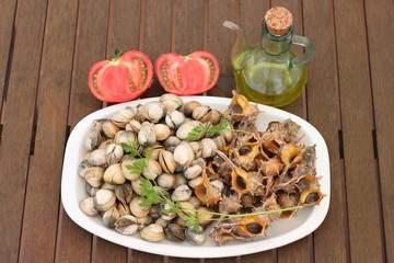 Seafood dish on the restaurant table
