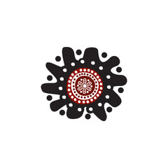 Aboriginal art dots painting icon logo design vector template