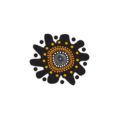 Aboriginal art dots painting icon logo design vector template