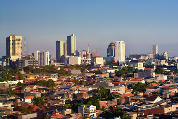 Fototapeta na wymiar aerial view of the Surabaya city
