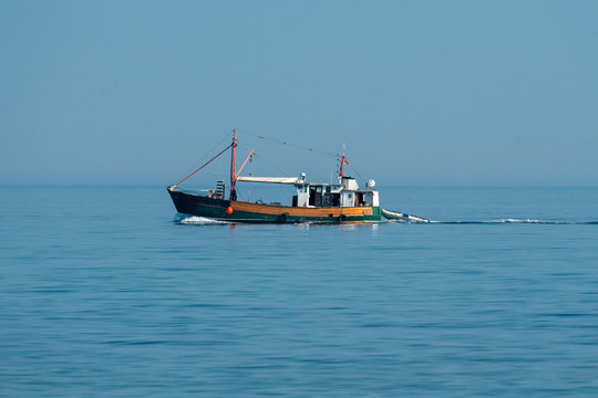 fish trawler on the baltic sea on a sunny day
