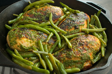 Chimichurri Chicken and Green Beans Skillet