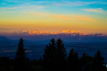 Last light on mountains