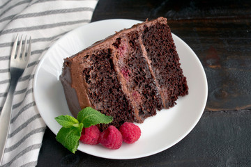 Slice of Chocolate Raspberry Cake