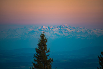 Last light on mountains
