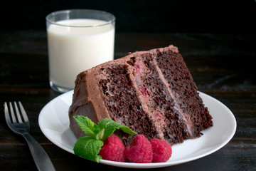 Slice of Chocolate Raspberry Cake