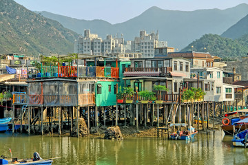 Tai O  - a fishing town,  located on an island of Lantau Island in Hong Kong - obrazy, fototapety, plakaty