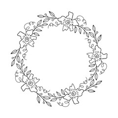 Hand drawn floral wreath.