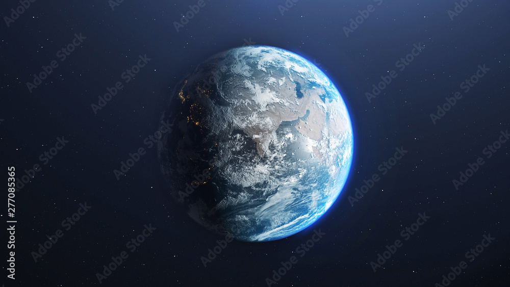Canvas Prints earth from space with city lights in the night part , 3d rendering of planet earth, elements of this