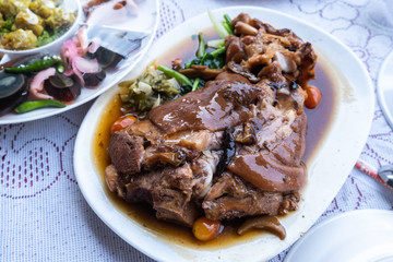 Stewed pork leg, Thai - Chinese traditional delicious food menu