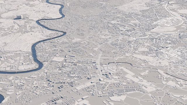 Aerial View of Roma City 3D Map Animation