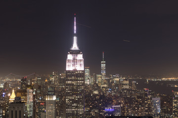 Fototapeta na wymiar Top view of Manhattan buildings at night, New York.