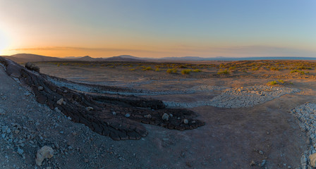 Mud volcanoes in Gobustan at sunset