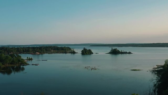 Gorgeous Aerial Establishing Shot Of Georgian Bay, Ontario. Cinematic 4K Footage.