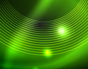 Dark space with neon color glowing lights abstract background