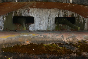 Old coastal artillery fort with big cannons