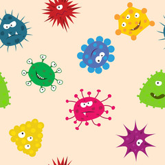 Seamless pattern with funny viruses