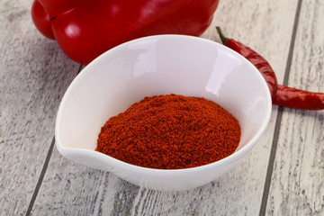 Paprika powder in the bowl