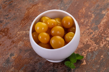 Yellow ripe cherry dessert