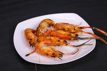 Grilled water prawn in the plate