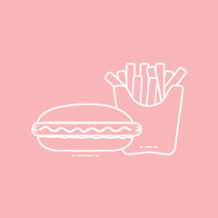 French fries and hot dogs. Harmful eating habits.