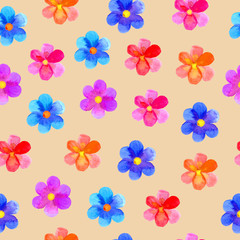 Fototapeta na wymiar Seamless pattern with flowers on cream background