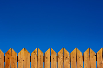 minimalism simple background wallpaper pattern concept picture of garden wooden fence and blue sky picture with empty space for copy or text 