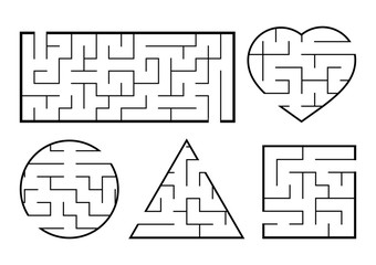 A set of mazes. Game for kids. Puzzle for children. Labyrinth conundrum. Vector illustration.