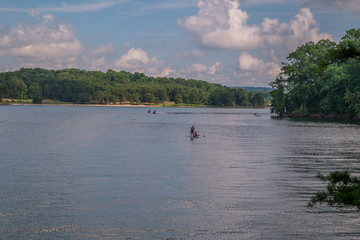 Fototapeta na wymiar Recreational water sports on the lake