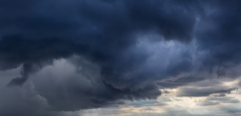 Panoramic View of a Dramatic Cloudscape during stormy weather day. Taken over Havana, Cuba.