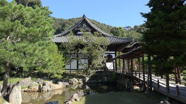 Kangetsu-dai (Moon Viewing Pavilion) with the bridge in the  Kodai-ji Buddhist temple. Higashiyama, Kyoto, Japan