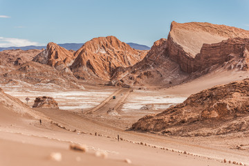 Road through Moon Valley in the Atacama Desert