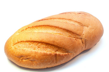 A loaf of fresh bread isolated on white background
