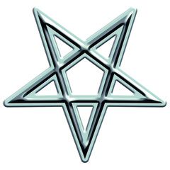 The Pentagram symbol, composed of five, straight lines to form a star. 3D illustration