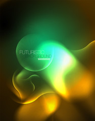 Shiny neon geometric waves template