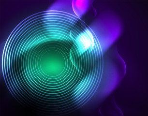 Shiny metallic neon waves vector design