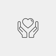 Heart in palms flat vector icon. Human flat vector icon