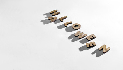 Word halloween of wooden letters on a white background