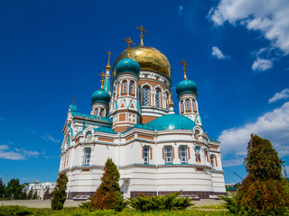 Fototapeta na wymiar Assumption Cathedral in Omsk, Siberia, Russia