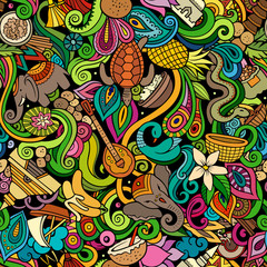 Obraz premium India culture hand drawn doodles seamless pattern. Indian backgraund