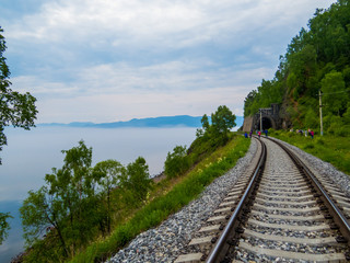 Obraz premium The Railway around the Lake Baikal, Russia