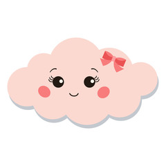 Fototapeta premium Sweet and cute pink girl cloud icon isolated on white background.