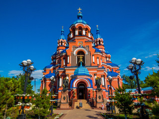 Fototapeta na wymiar Church of Our Lady of Kazan in Irkutsk, Siberia, Russia