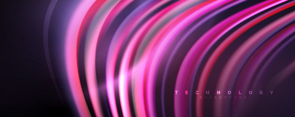 Fluid color waves with light effects, vector abstract background