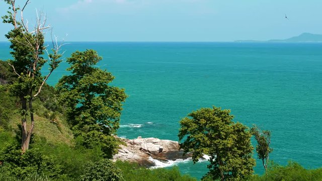 Big waves on the Nai Harn beach in Phuket Thailand