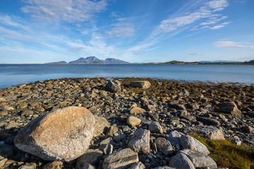 Fototapeta na wymiar Coast near Søvik and Isle of Dønnmannen Norway