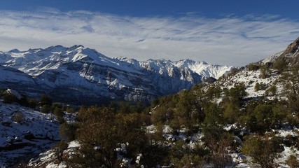 Fototapeta na wymiar Cajon del Maipo, Farellones and Mirador de los Condores located in the Cordillera de los Andes, Santiago de Chile, Chile