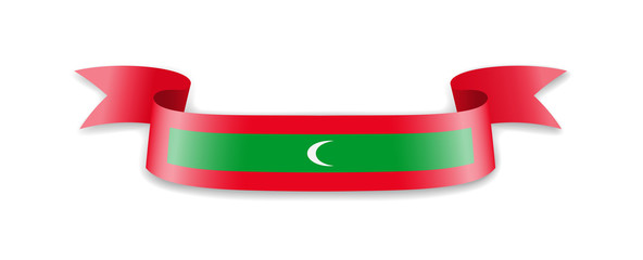 Maldives flag in the form of wave ribbon.