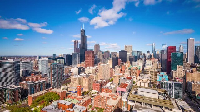 Chicago, Illinois, USA aerial skyline time lapse