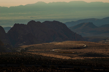 Lonely road in the Las Vega Valley, Mojave Desert, Nevada.